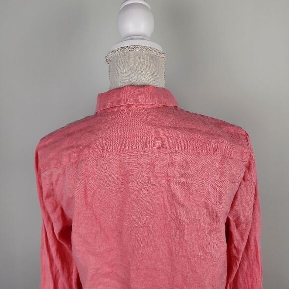 J Jill Love Linen Essential Long Sleeve Button Down Shirt Size Medium Petite - Picture 5 of 8